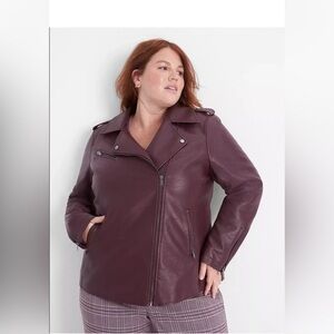 Lane Bryant New Winetasting Faux Leather Jacket Plus 26/28 4X